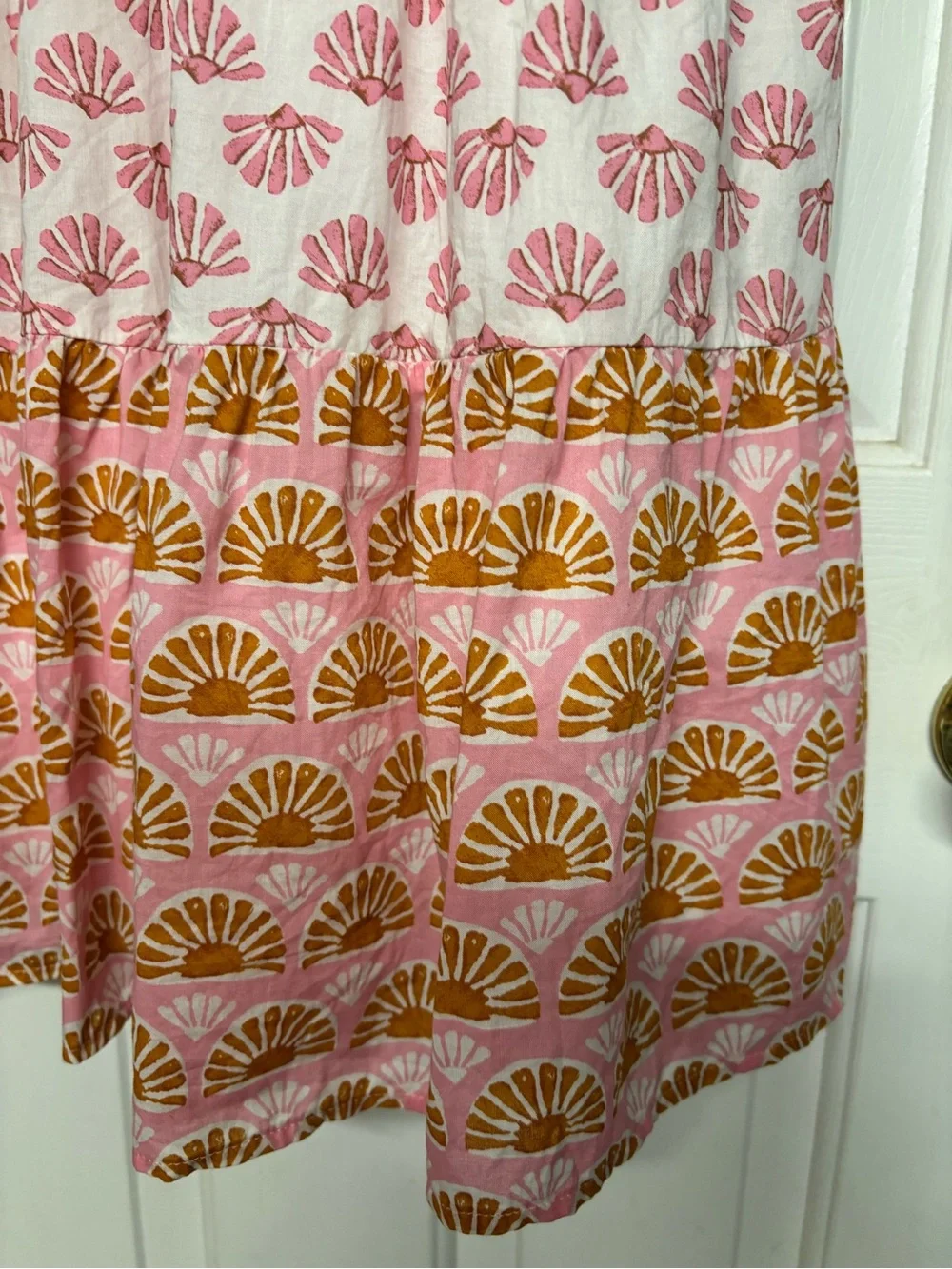 J. Crew Pink and Brown Floral Ruffle Sleeve Dress